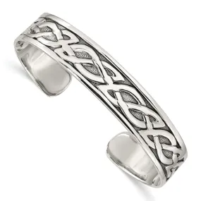 Silver Antique Flexable Cuff Bangle Bracelet