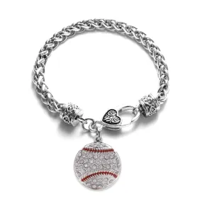 Silver Baseball Charm Braided Bracelet