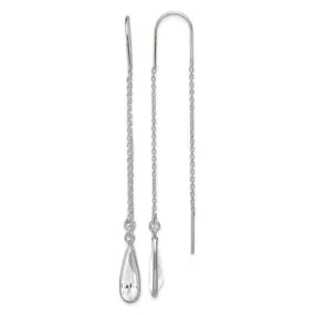 Silver Clear Crystal Teardrop Threader Earrings