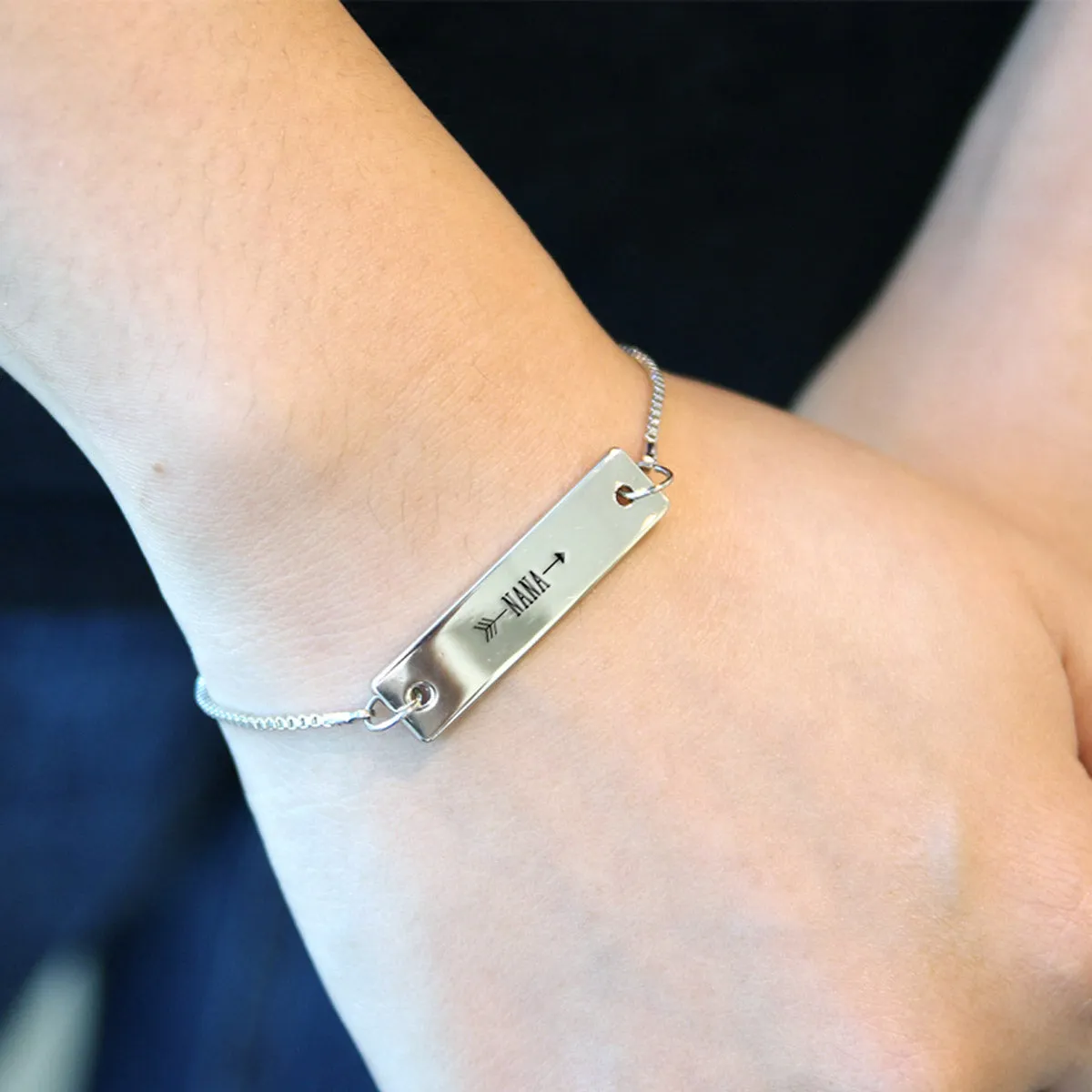 Silver Nana Arrow Adjustable Bar Bracelet