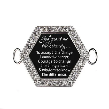 Silver Serenity Prayer Hexagon Charm Bangle Bracelet