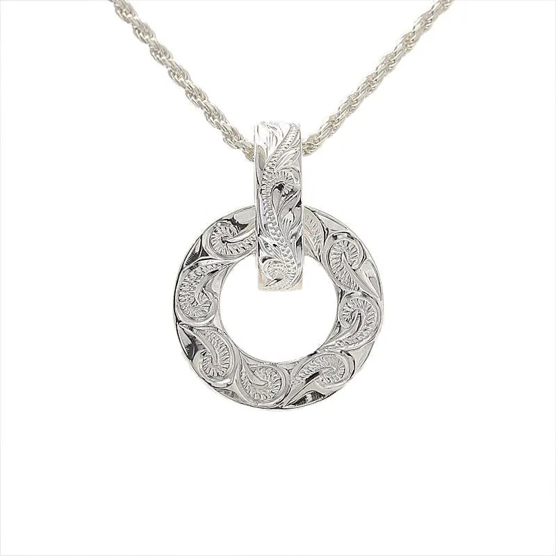 Silver Silver Queen Scroll Flat Circle Pendant (Chain Sold Separately)