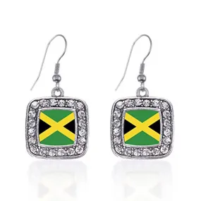 Silver Square Jewelry with Jamaican flag