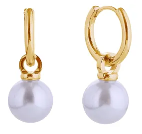 SJE310647 14K Pearl Dangle Huggie Earrings