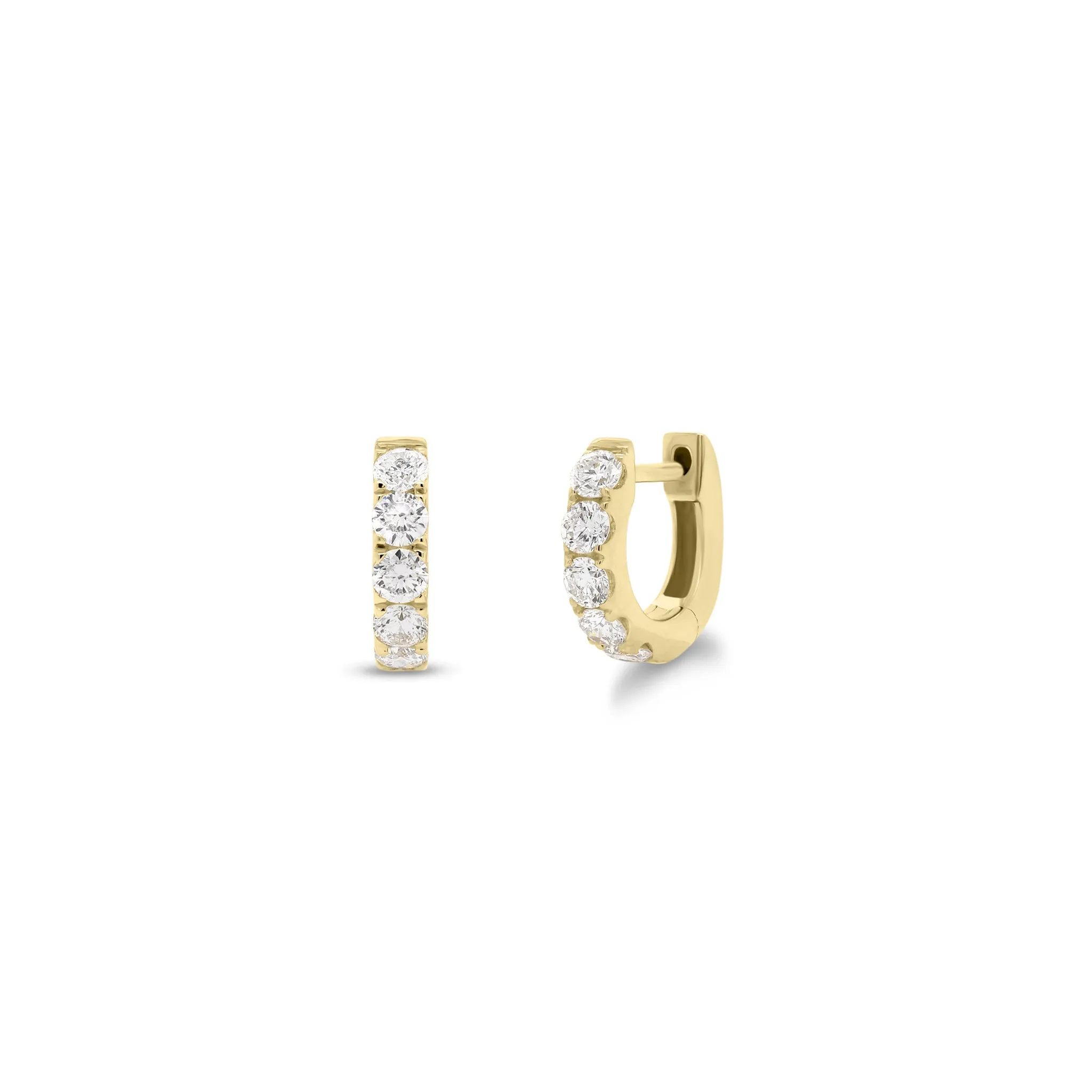 Small Round Diamond Huggie Earrings