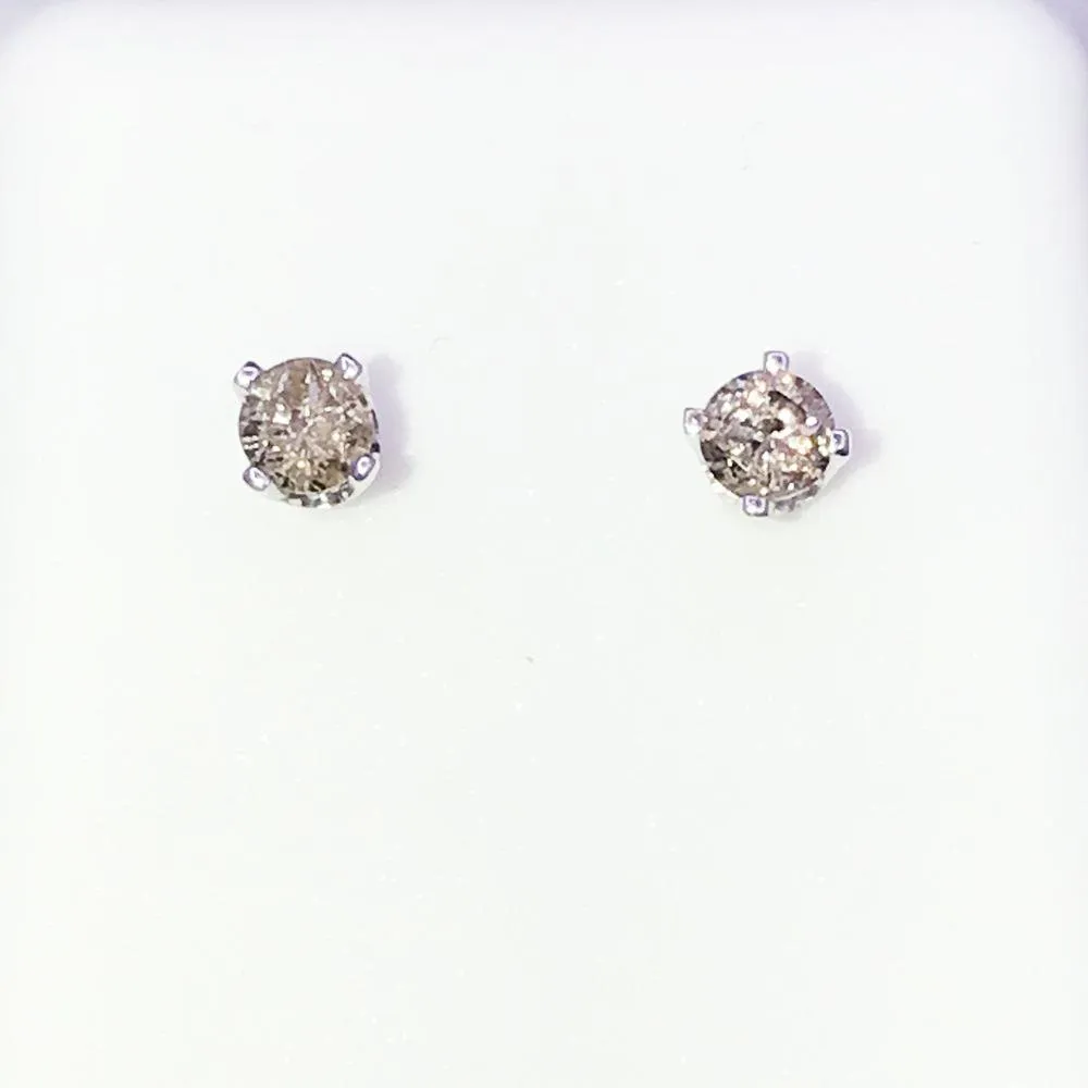 Solitaire Diamond Stud Earrings .20cttw 14K White Gold