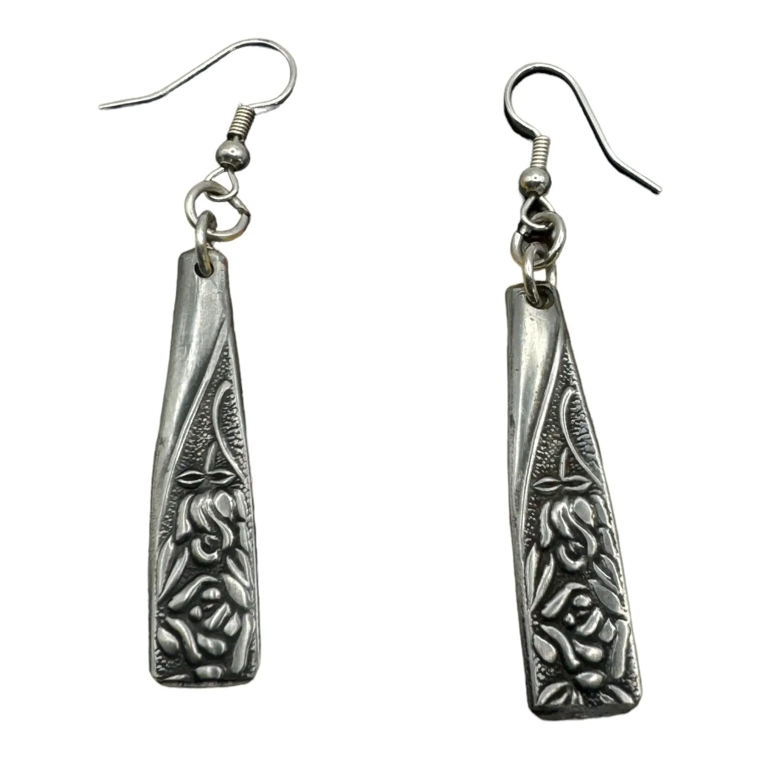 Spoon Earrings Made of Japan National Stainless Steel Silverware Antique Roses