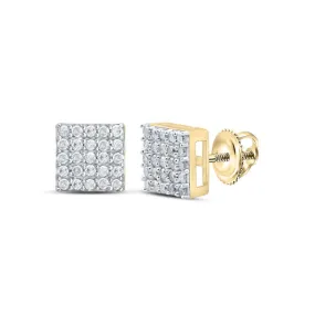 Square .33cttw Diamond Earrings .925 Sterling Silver