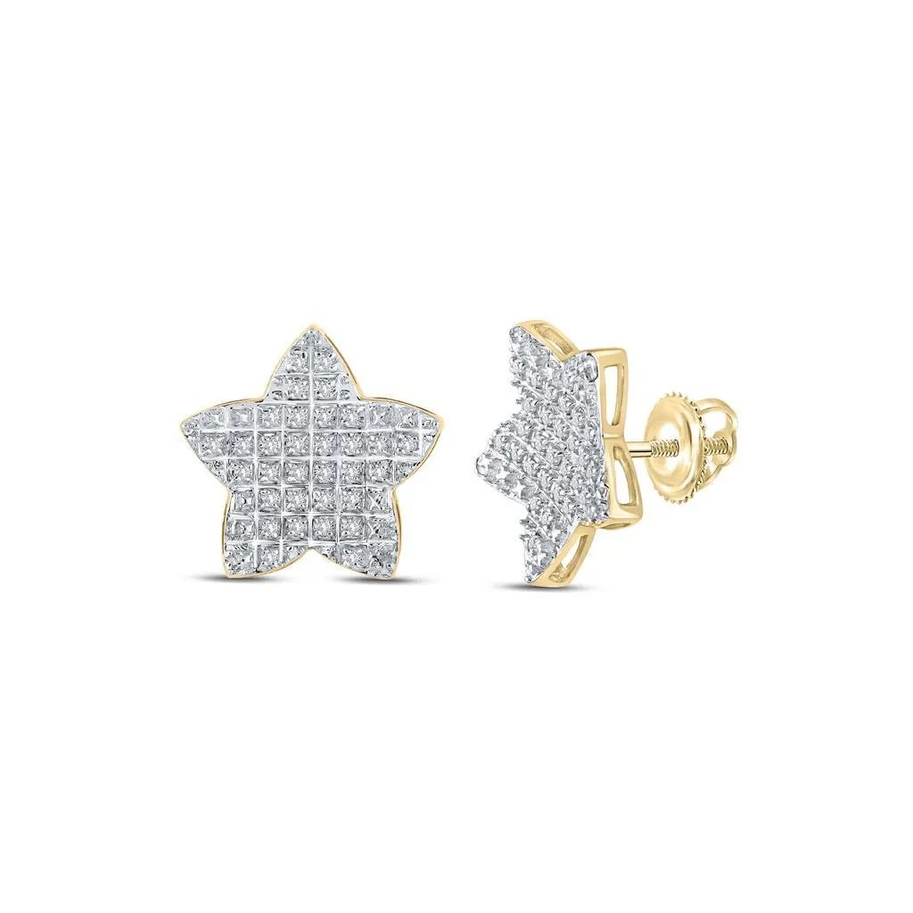 Star Edgeless Micro Pave Diamond Earrings 10K Gold