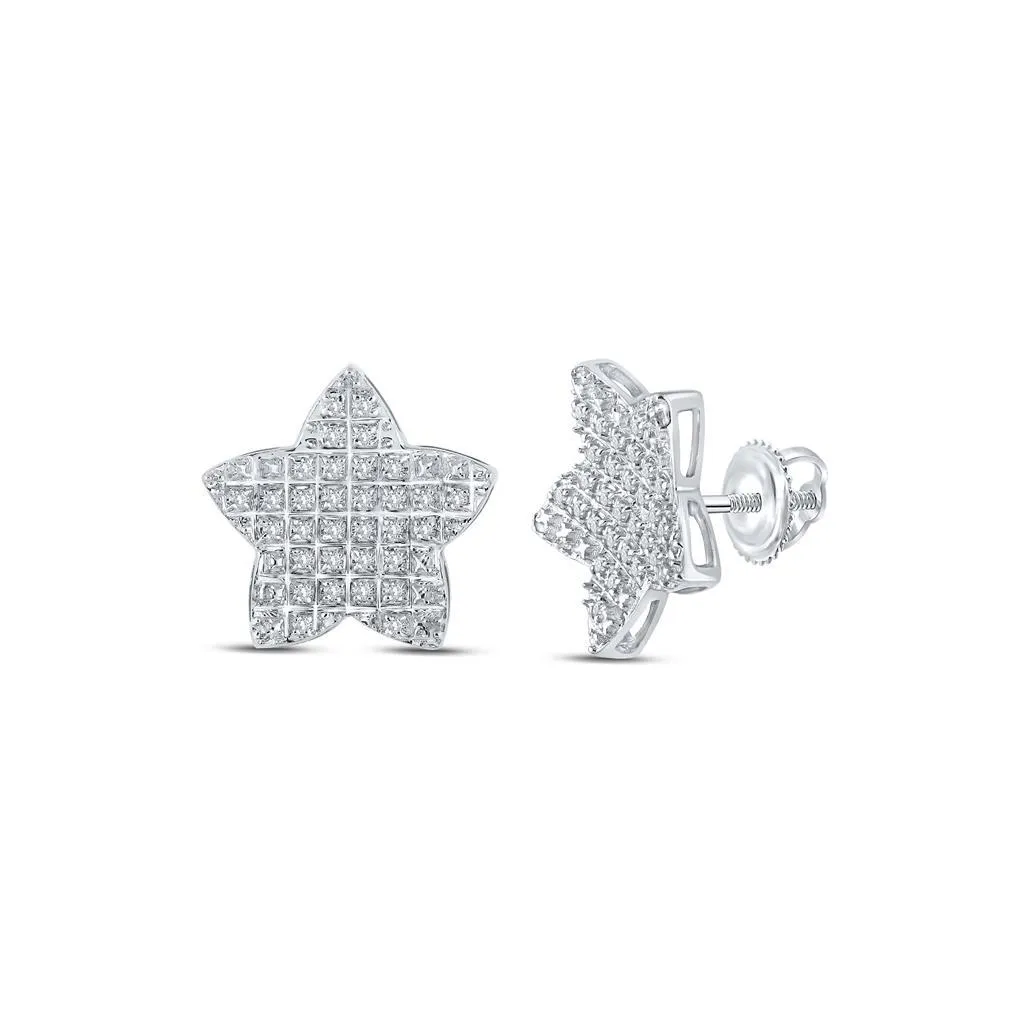 Star Edgeless Micro Pave Diamond Earrings 10K Gold