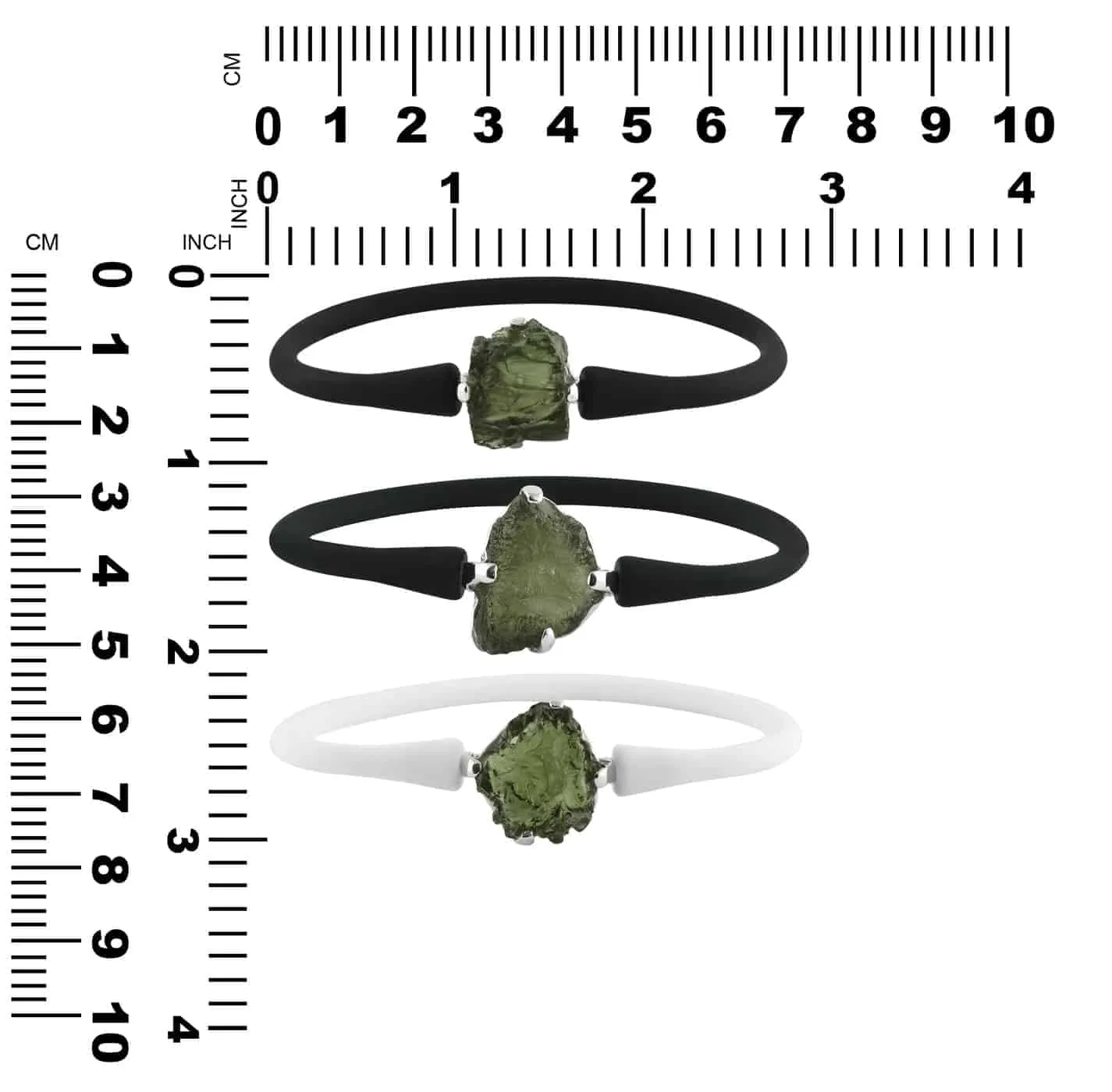 Starborn Natural 10-15 Carat Moldavite in Sterling Silver Bale on Silicon Bracelet