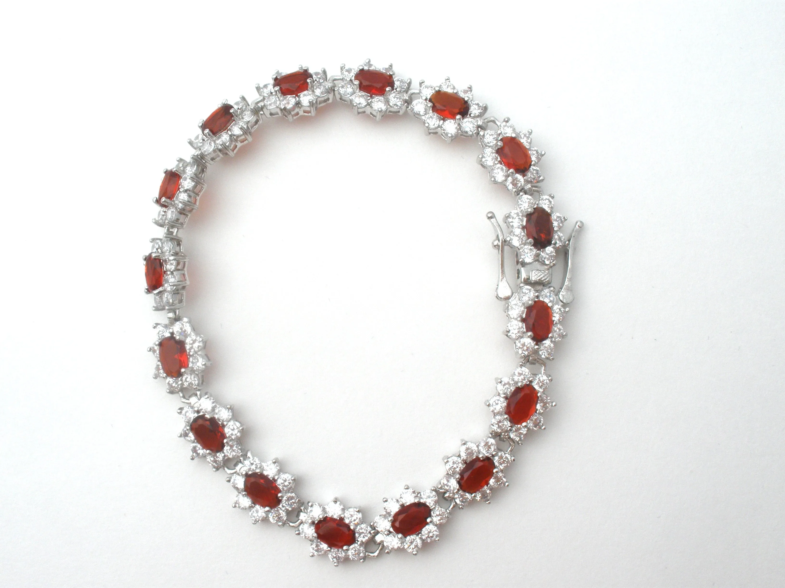 Stauer Red Cubic Zirconia Bracelet & Earrings 925