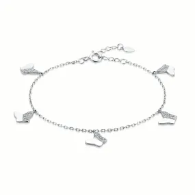 Sterling Silver 19cm Cubic Zirconia Butterfly Bracelet