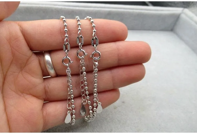 Sterling Silver Ball Chain Bracelet Setting with Spring Clasp 18 20сm Bracelet Findings for Handmade Pure Fine Jewelry Making Wholesale Bulk