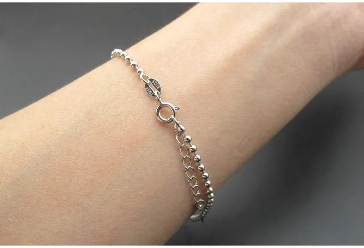 Sterling Silver Ball Chain Bracelet Setting with Spring Clasp 18 20сm Bracelet Findings for Handmade Pure Fine Jewelry Making Wholesale Bulk