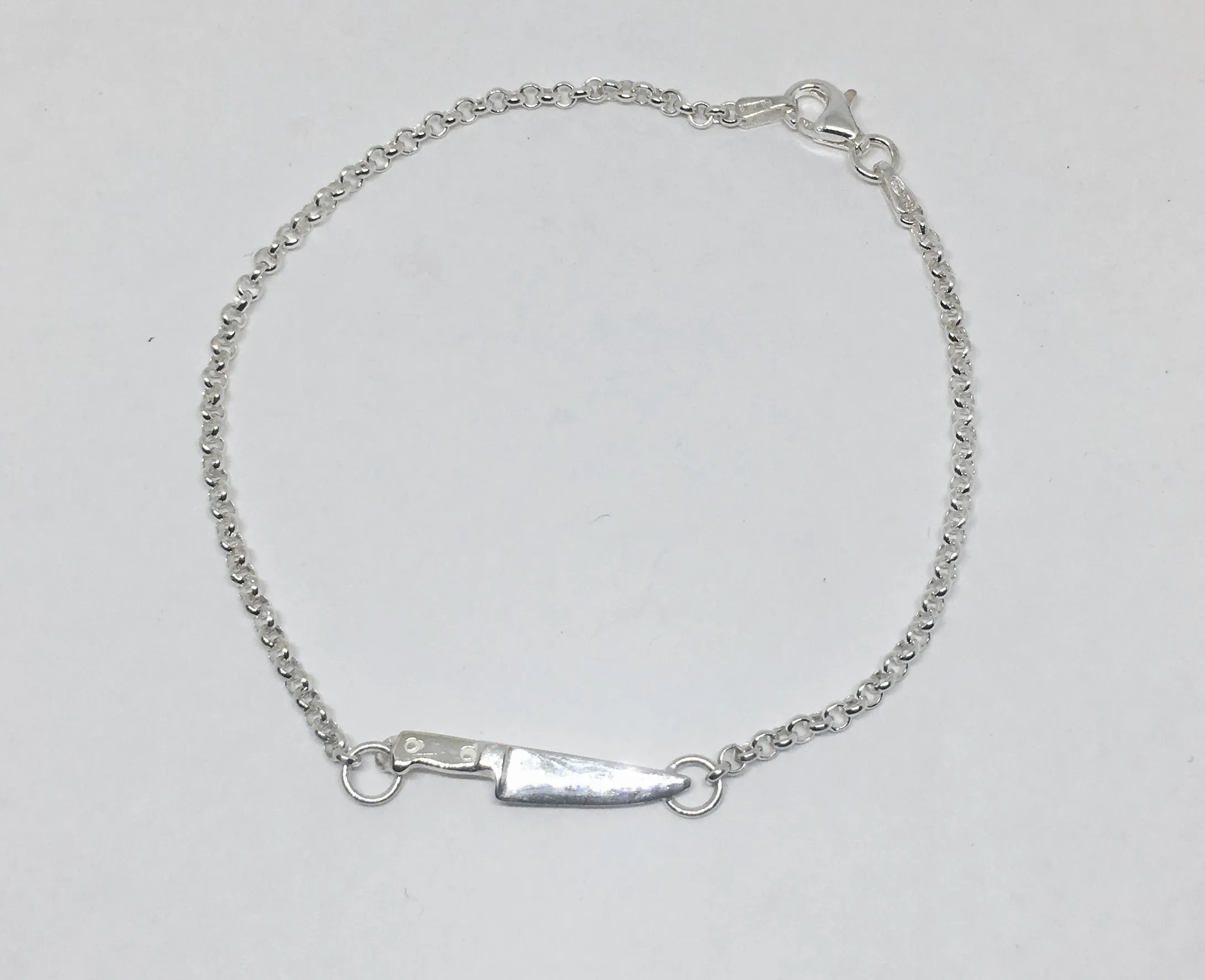 Sterling Silver Chef Knife Chain Bracelet