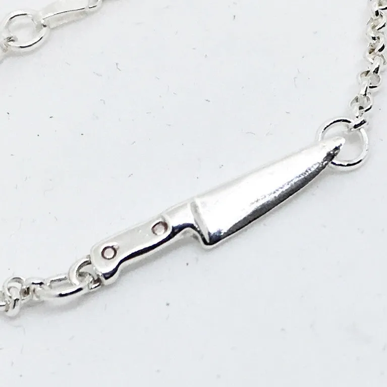 Sterling Silver Chef Knife Chain Bracelet