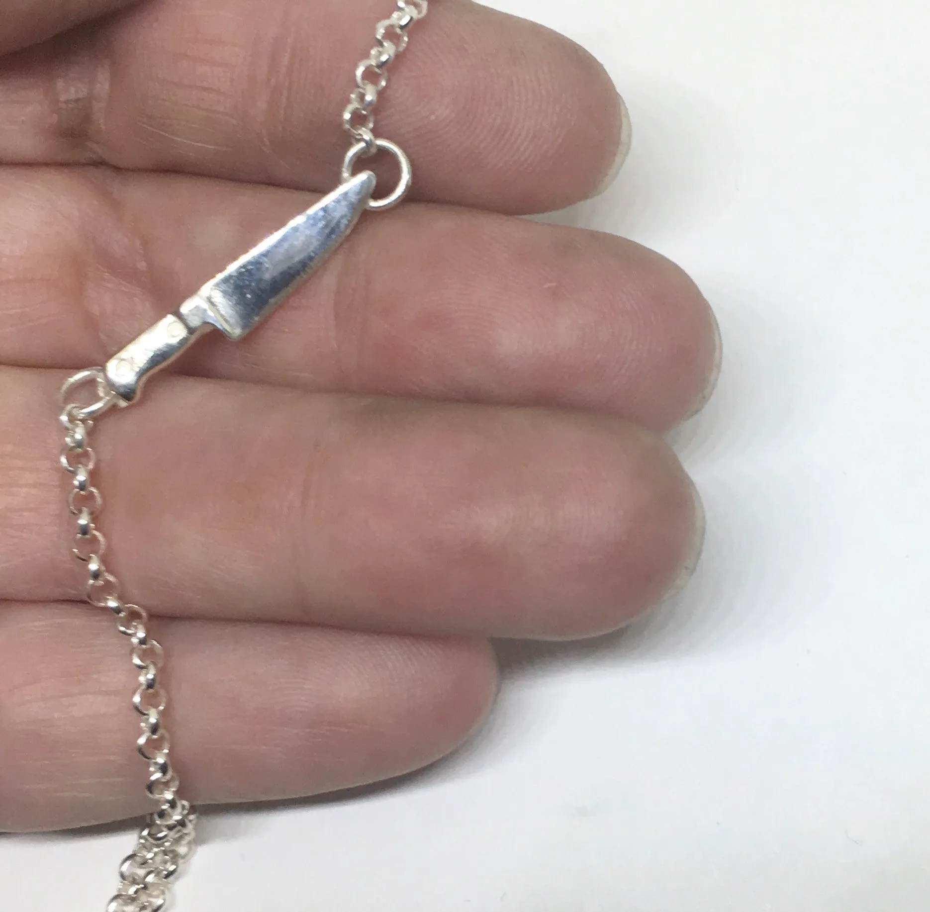 Sterling Silver Chef Knife Chain Bracelet