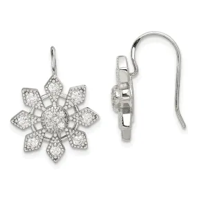 Sterling Silver Cubic Zirconia Snowflake Earrings