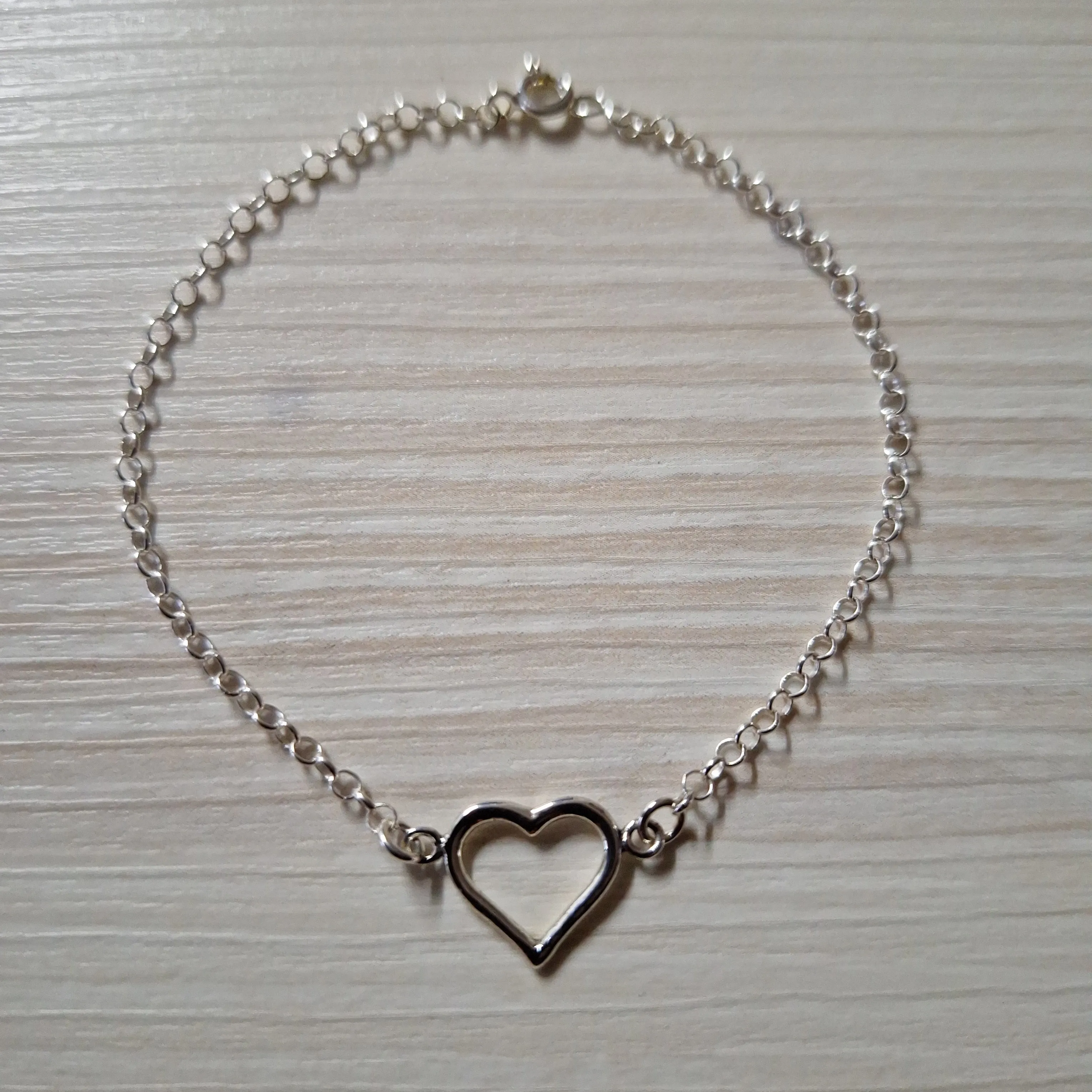 Sterling Silver Heart Petite Bracelet