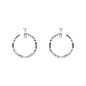 Sterling Silver Large Galaxy Wrap Hoop Earrings with White Sapphires