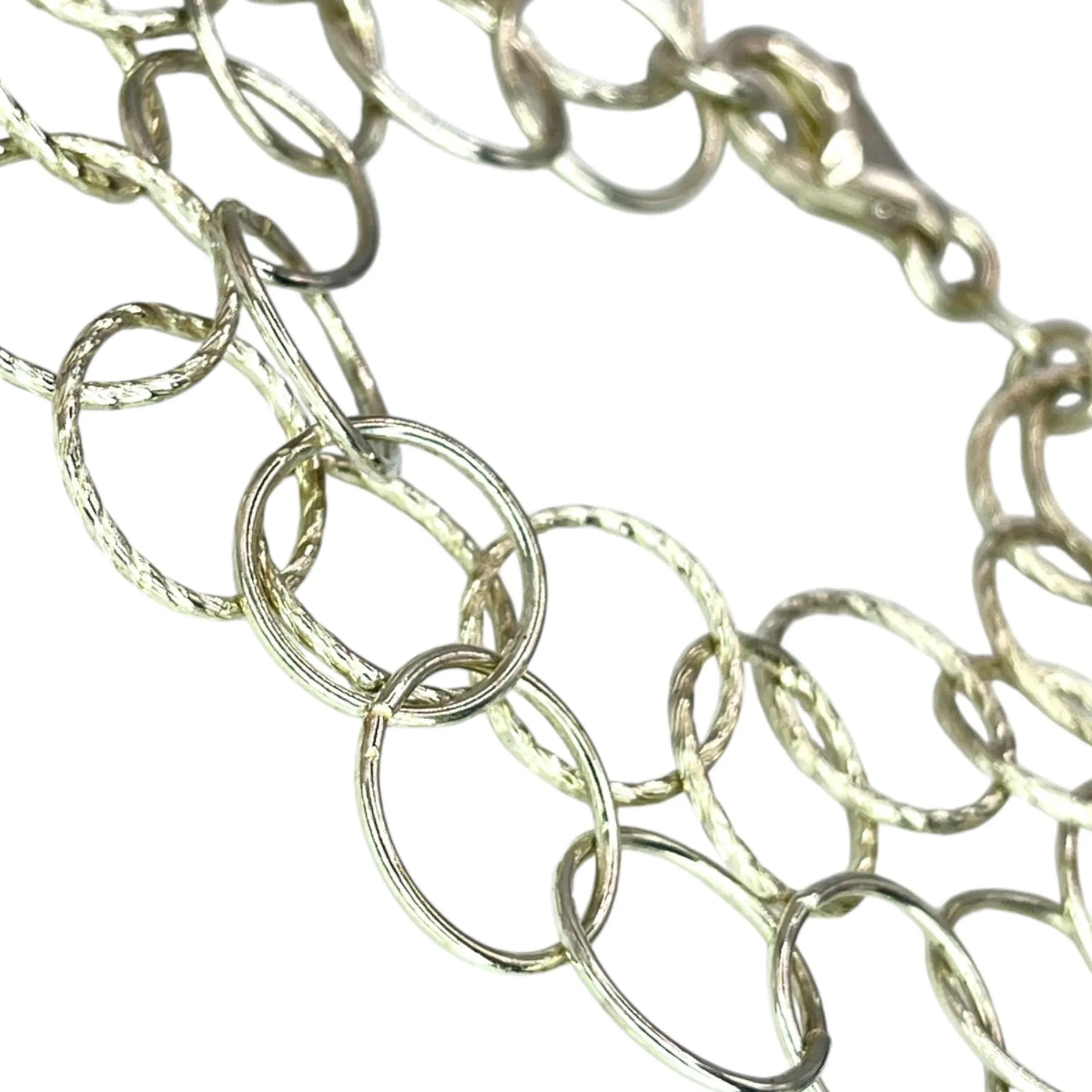 Sterling Silver Multi Link Chain Bracelet Two Strand Simple Classic Minimalist