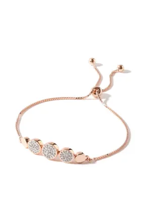 Sterling Silver Rose Gold Plated Crystal Adjustable Friendship Bracelet