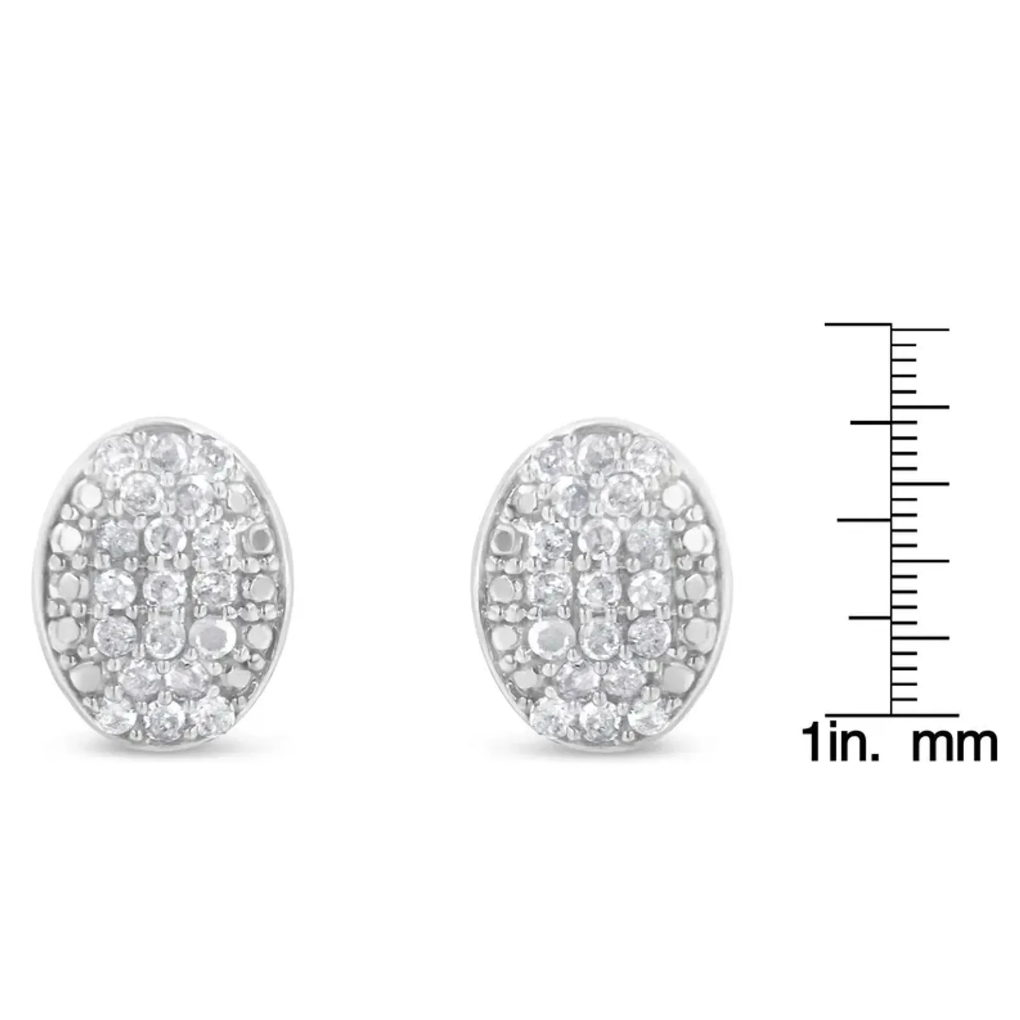 Sterling Silver Round Diamond Oval Cluster Earrings (1/2 cttw, I-J Color, I2-I3 Clarity)