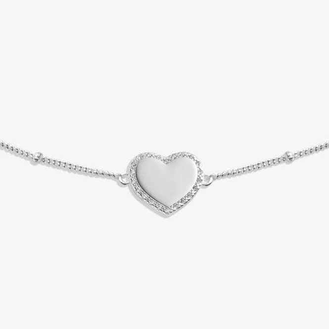 Sterling Silver Wonderful Mum Heart Pave 16cm   3cm Bracelet JJS0003