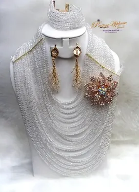 Stunning White Bridal Party Necklace Set - Multi-Layered Elegant Jewelry