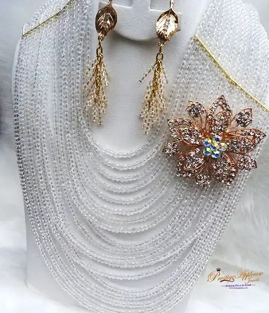 Stunning White Bridal Party Necklace Set - Multi-Layered Elegant Jewelry