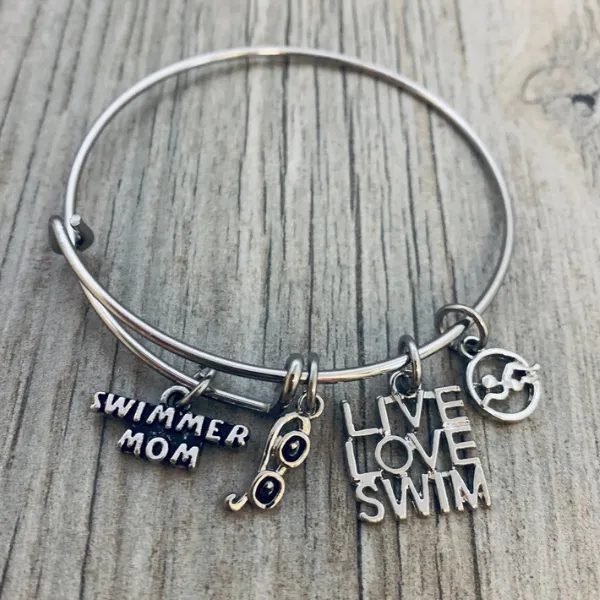 Swim Mom Bangle Bracelet