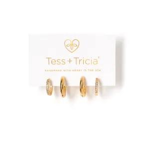 Tess   Tricia Essential Gold Pave Huggie Earring Set