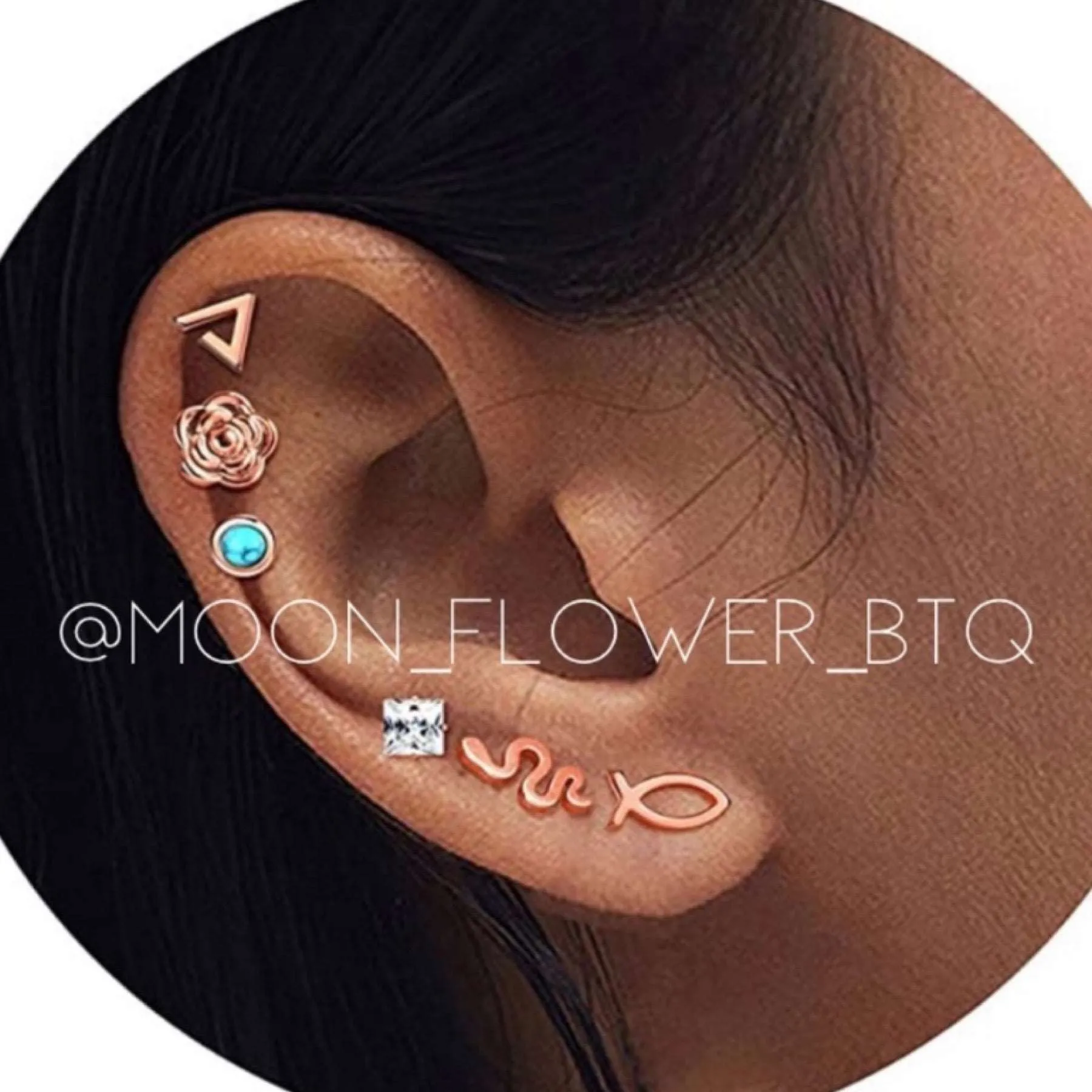 Tiny Rose Gold Snake Earrings