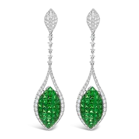 Tsavorite & Diamond Curvy Dangle Earrings