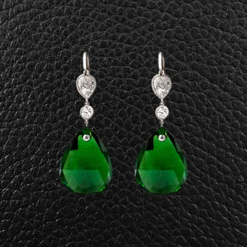 Tsavorite & Diamond Dangle Earrings