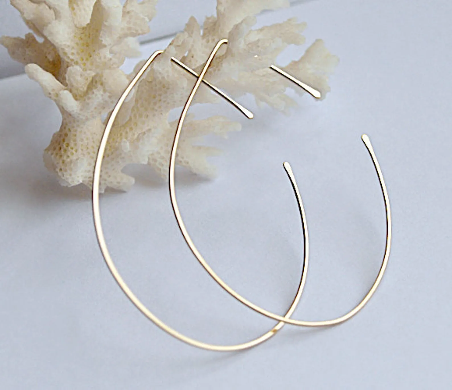 Ultra Thin Hoop Earrings - Lightweight Teardrop Earrings