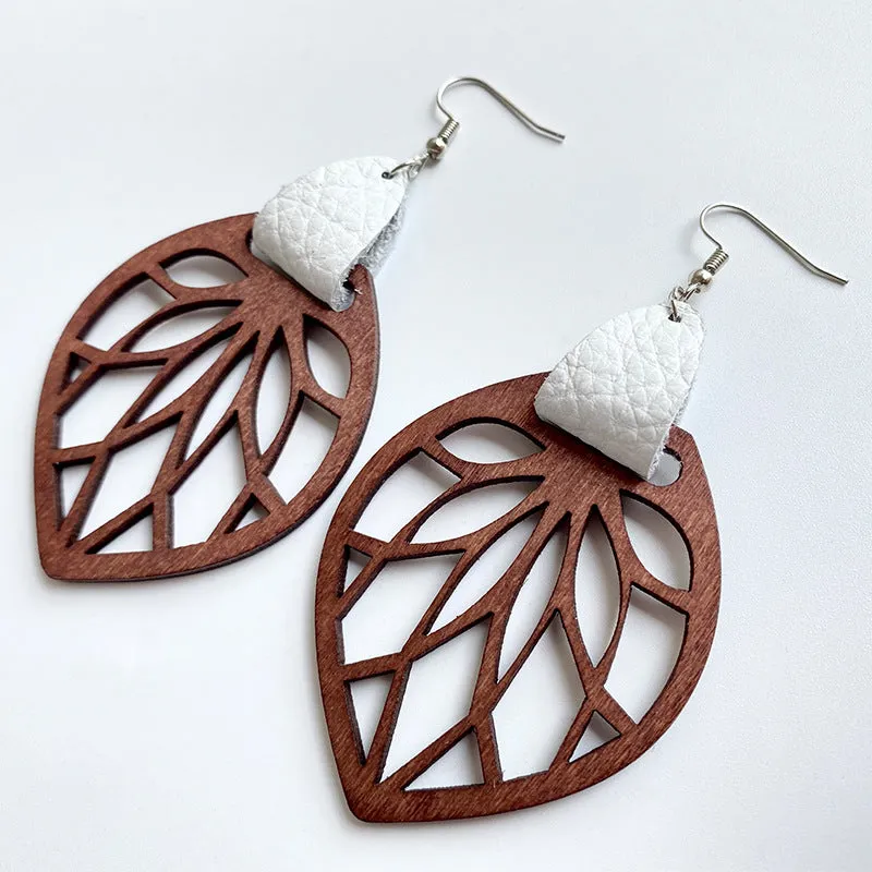 Unique Wooden Leaf Earrings – Bold Style for the Modern You