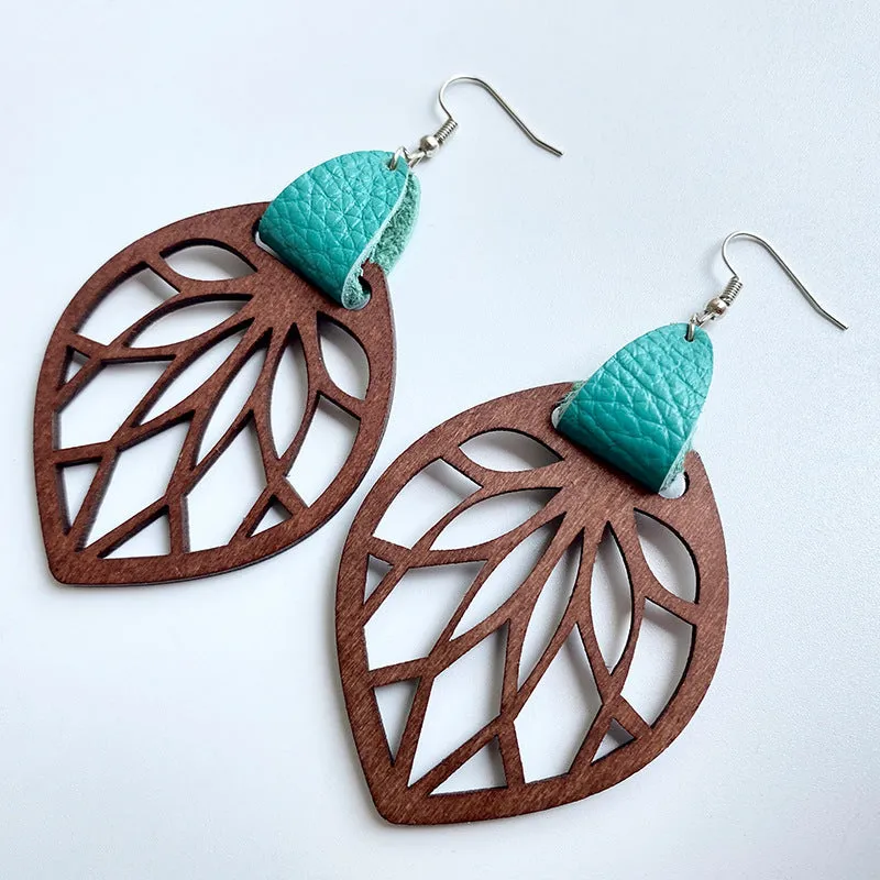 Unique Wooden Leaf Earrings – Bold Style for the Modern You