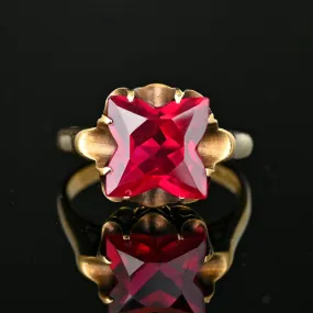 Vintage 10K Gold Buttercup Fancy Cut Ruby Ring