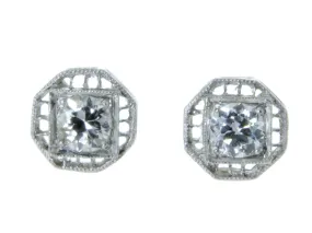 Vintage Filigree Diamond Stud Earrings