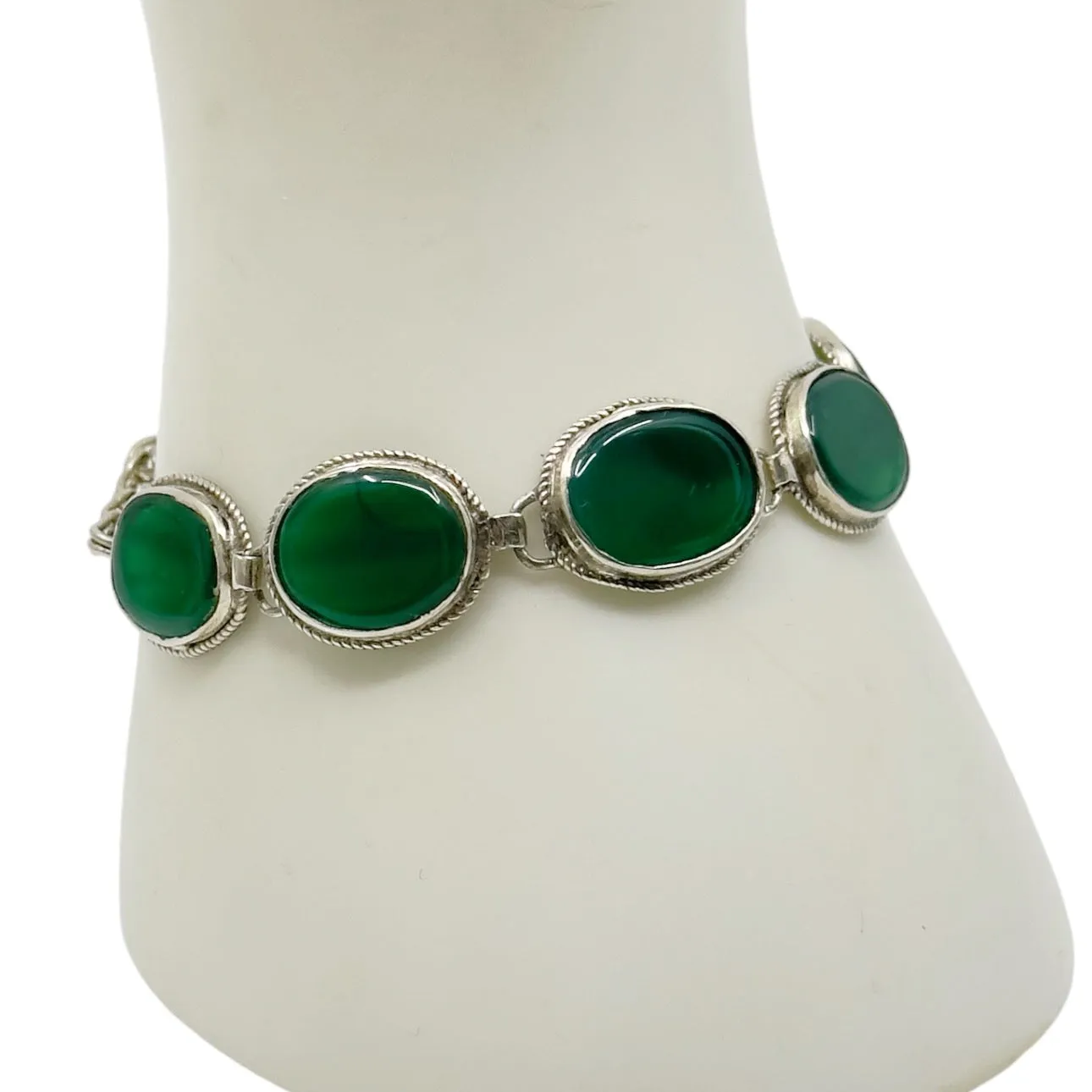 Vintage sterling silver chrysoprase bracelet