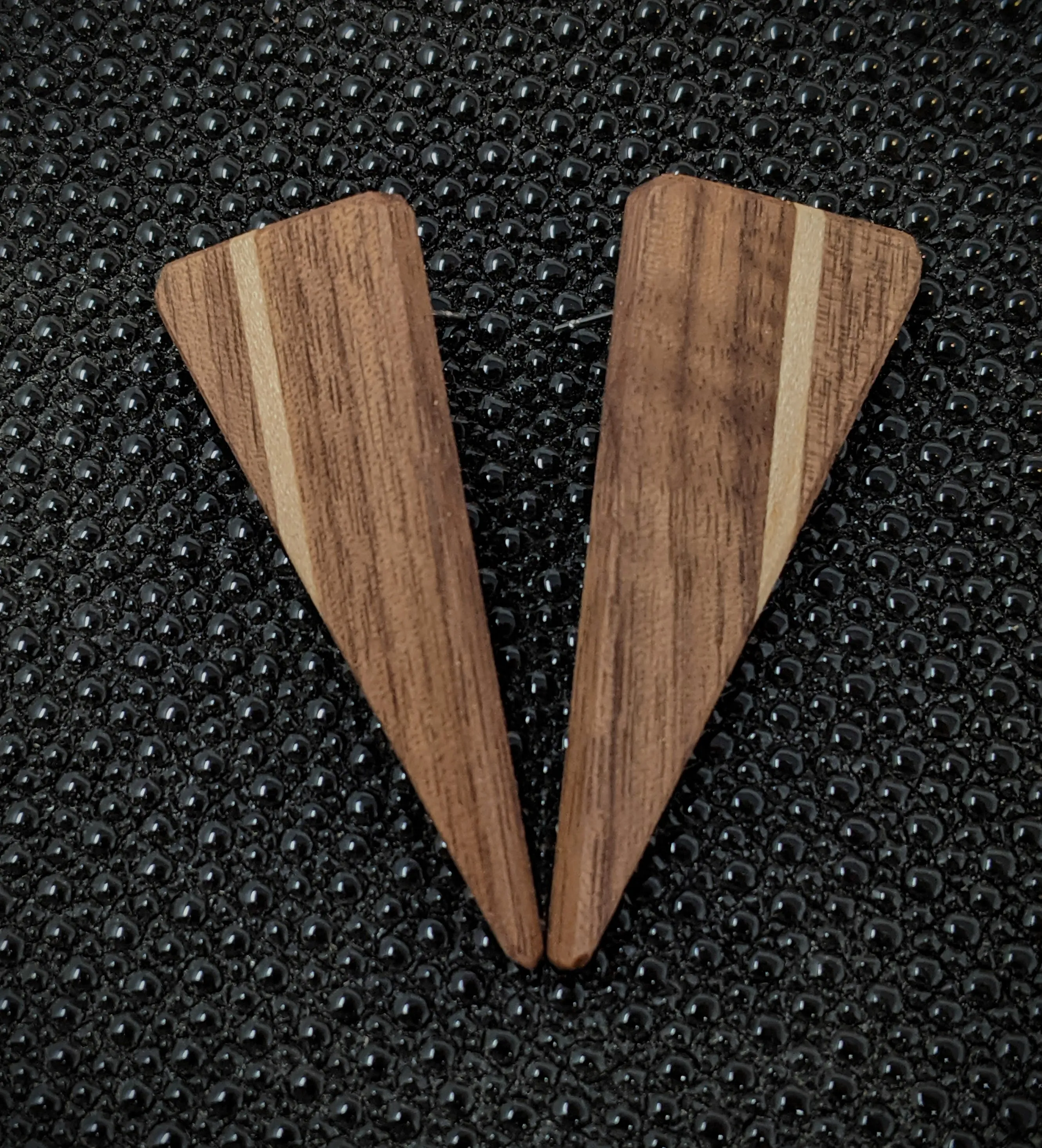 Walnut Stripe Triangle Stud Earrings