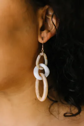 White Marble Hoop Earrings