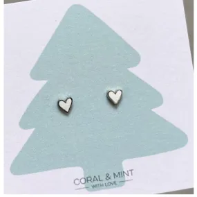 White Sparkly Heart Studs