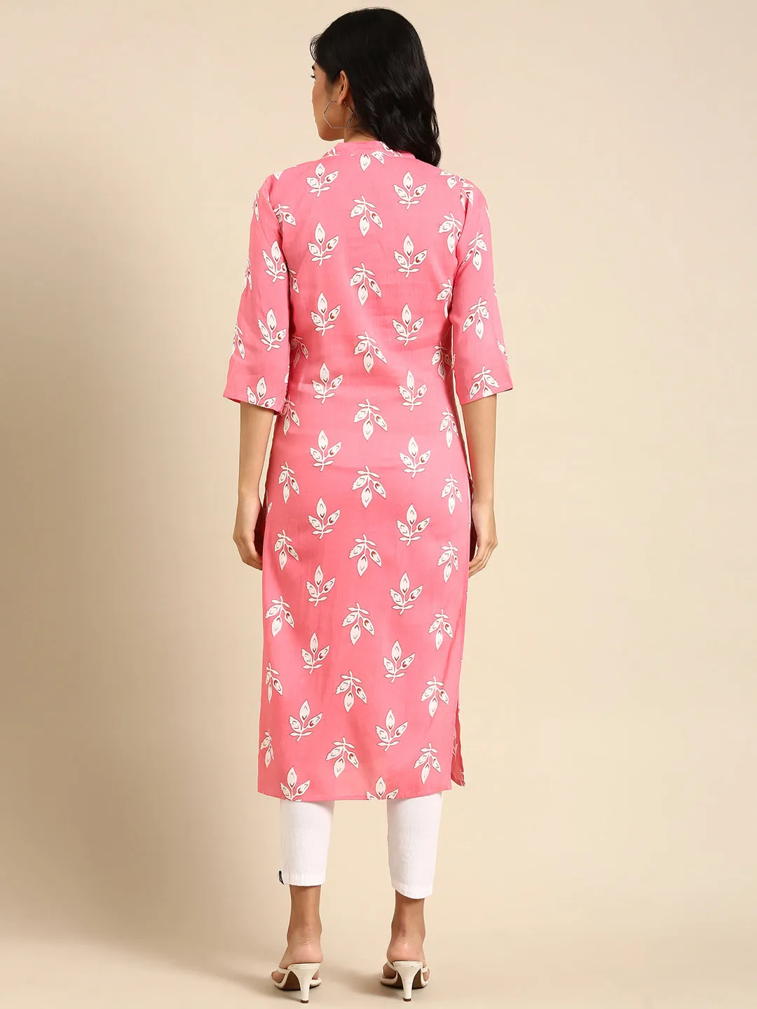 Women's Coral Printed Straight Kurta