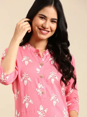 Women's Coral Printed Straight Kurta