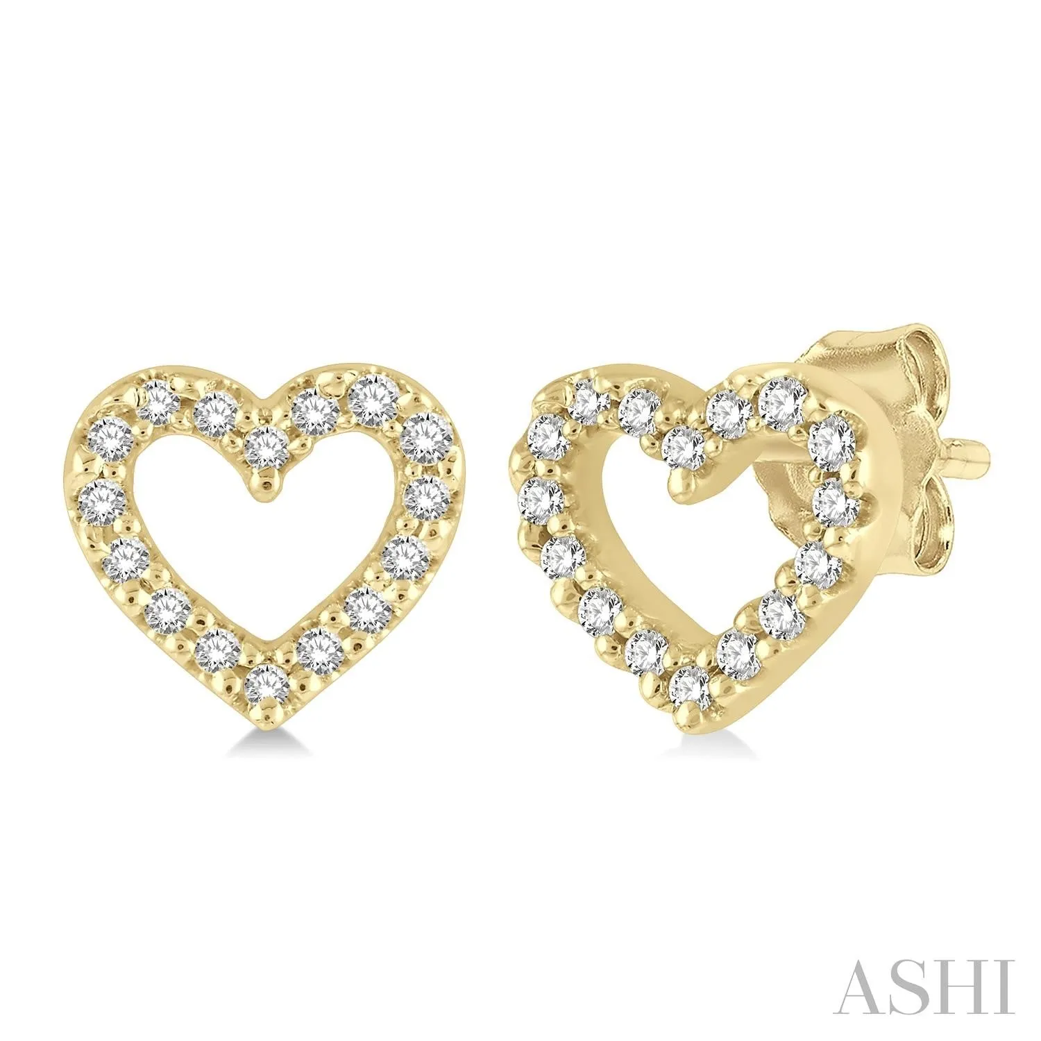 Yellow Gold Diamond Heart Earrings